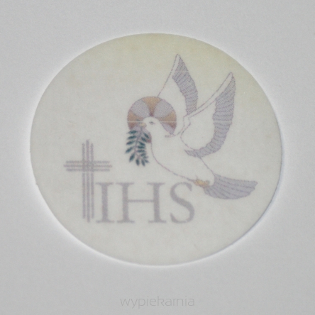 KOMUNIJNA DEKORACJA OPŁATKOWA - IHS z gołębiem